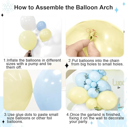 Image of ARV ZONE Yellow Blue White Balloons, 66 pcs Yellow Blue White Balloons Arch Garland Kit for Birthday Wedding Anniversary Baby Shower Valentine Welcome Party Decoration (Yellow Blue White Garland)