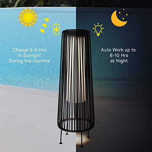 Grand Patio Outdoor Floor Solar Light 2-Pack, All-Weather Wicker Solar Patio Lamp Waterproof Outside Solar Deck Lamp For Porch, Yard, Garden, Lawn Decorations - Dark Brown, Gordes 2 Pcs #TOP5