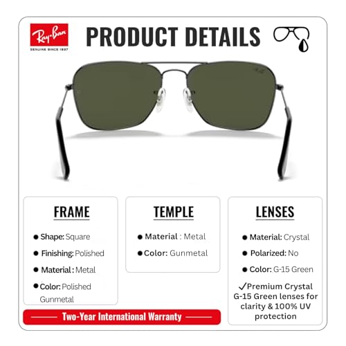 Image of Ray-Ban RB3136 CARAVAN Square Shaped Sunglasses for Men & Women with Official RAYBAN Eyewear Kit