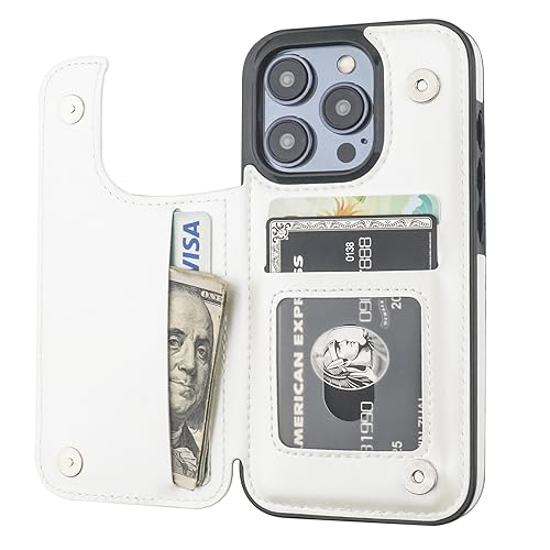 Étui portefeuille iPhone 15 Pro blanc idéal pour vos sorties urbaines