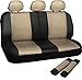 OxGord PU Leather Car Seat Cover Set - Airbag - Front Low Back Buckets - Universal Fit for Car, Truck, SUV, Van - Steering Wheel Cover