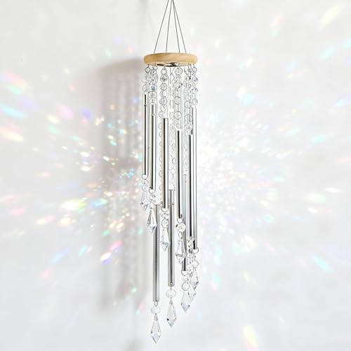 Crystal Wind Chimes - Glass Wind Chimes for Outside, Outdoor Crystal Suncatcher with Tuned Tubes, Reflective Windchimes Outdoors Unique, Hanging Prism Rainbow Maker Chandelier Home Decor (Snowflake#2) by Dvehdbay - Used condition - US$39.26