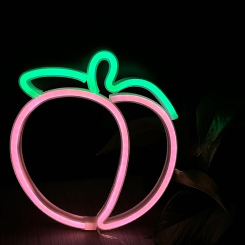 Image of Peach Neon Sign, Fruit Peach Neon Decor,Funny Peach Led Sign Pink Decor For Bedroom Wall Art Decor,Gift For Her, Peach Led Sign For Christmas Decoration Thanksgiving Decoration Valentine'S Day Gift
