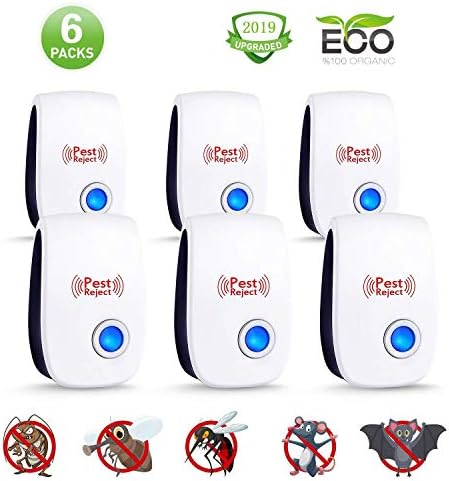 Ultrasonic Pest Repeller (6 Pack) - Plug in Electronic Repellent, Pest Control, No More Pest, Best Pest Controller for Mice, Mosquito, Spider, Cockroach, Flies, Bed Bugs and Other Insects-2019