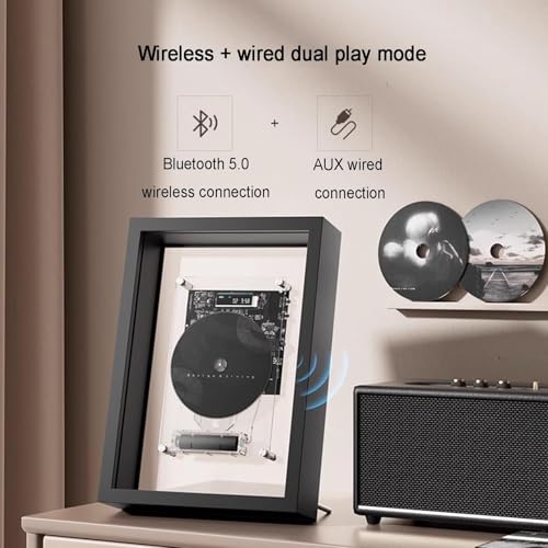 Lecteur CD mural noir Bluetooth 5.0 avec sortie AUX 3.5mm et écran LED pour maison - 2