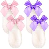 2 Pairs Lolita Bunny Ears Bow Hairpins, Hair Clip Rabbit Plush Lop Ears Ribbon Bowknot Hairpin...