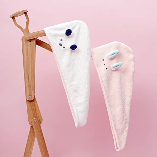 Microfiber Hair Towel Wrap - Fast Magic Hair Dry Cap - Anti Frizz Curly Hair Drying Towels 2Packs, Extrame Soft & Comfortable #TOP5