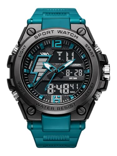 Image of V2A Stryke 45mm Analog Digital Sports Watch for Men | Hybrid Layered Dial | Alarm Stopwatch Backlight Day Date | TPU Strap | 30M Water Resistant | Gift for Mens