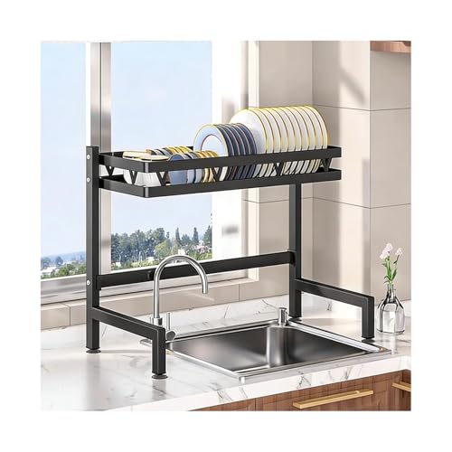HBOOMOEM Escurreplatos De Acero Inoxidable，Plateras for La Cocina，Colocado Encima del Fregadero, Se Puede Utilizar for Guardar Platos, Cuencos Y Ollas.(A,55CM/21.7in)