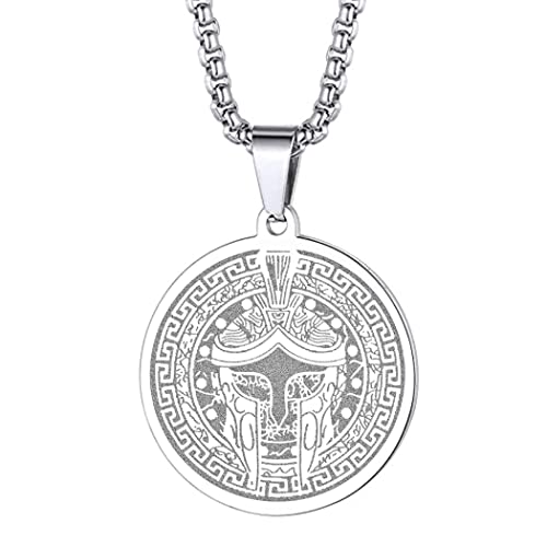 Collar con colgante con símbolo del antiguo dios de la guerra griego, para hombres, mujeres, colgante conmemorativo de la guerra griega, amuleto, Acero inoxidable, Sin piedras preciosas Cover