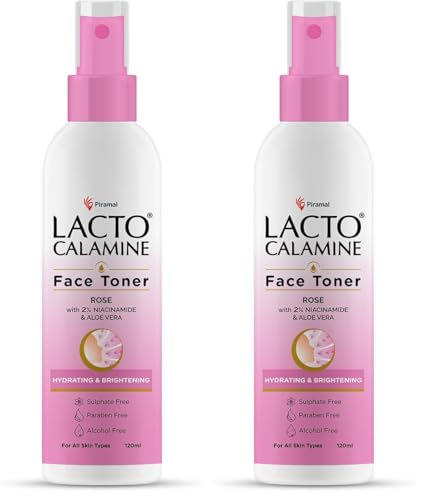 Image of Lacto Calamine Rose Water Toner For Glowing Skin | 120ml | Gulab Jal Face Toner | Rosewater with Aloe Vera & 2% Niacinamide | Cleanses, Hydrates & Moisturises Skin | No Sulphate, Alcohol, & Parabens