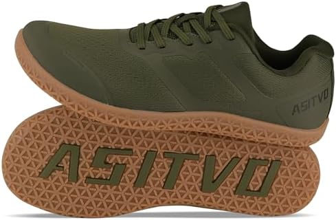 ASITVO Men's Minimalist Wide Toe Box Barefoot Zero Drop Shoes Sneakers Size 10 Width Trail Running Hiking Walking Army Green Oxford 43.5