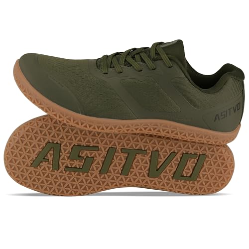 ASITVO Mens Minimalist Wide Toe Box Barefoot Zero Drop Shoes Sneakers Size 10 Width Trail Running Hiking Walking Army Green Oxford 43.5