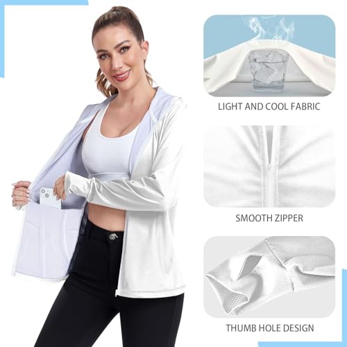 Womens Lightweight Hoodie Long Sleeve Sun Shirts UPF 50+ Protection Light Sweatshirt Hiking Outdoor4