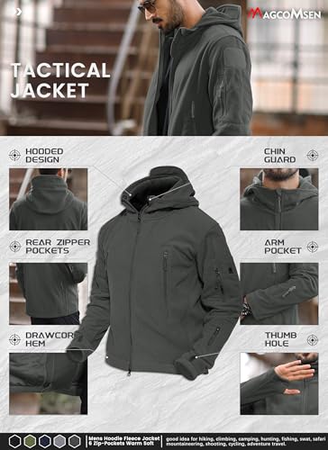 image for MAGCOMSEN Fleece Hoodie Men Winter Jackets for Men Tactical Jackets Mi