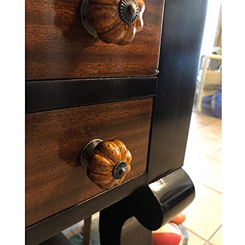 AUGUT 10 Pack Ceramic Cabinet Knobs 40mm Pumpkin Kitchen Cabinet Drawer Furniture Door Handle Pull (Yellow) - Image 4