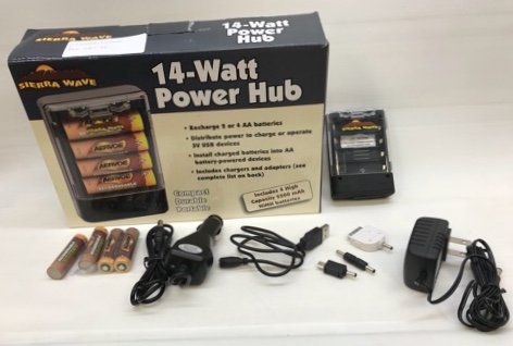 Sierra Wave 14 Watt Power Hub Rechargeable AA Battery Charger (Batteries Included), Black