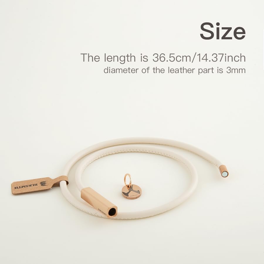 BLKSMTH Leather Wrap Bracelet, Ivory White, Rose Gold Plated, Double Layer, with Charm, 14.37 Inch