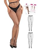 ohmydear 2 Paires Collants Résille Femme Noir Grande Taille Bas Resille Sexy Élastique Taille Haute Filets Chaussettes et Collants Fishnet Pantyhose
