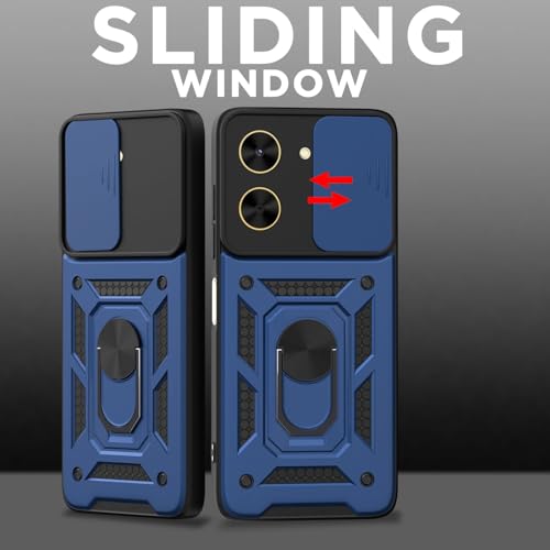 Image of Luxe Back Cover for Redmi A5 / Poco C71 | D10 Tough Armor Case | Sliding Camera Shield | 360 Protection | Kickstand Ring Holder | Military-Grade Shockproof Bumper Case