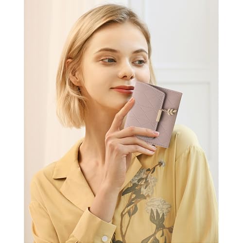 Elegant RFID-Blocking Leather Wallet for Women - Compact Card Holder with Coin Pocket and ID Window - Image 7