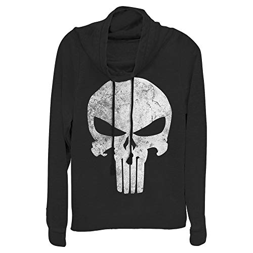 Fifth Sun Marvel Universe Punisher Distresskull Women's Long Sleeve Cowl Neck Pullover
