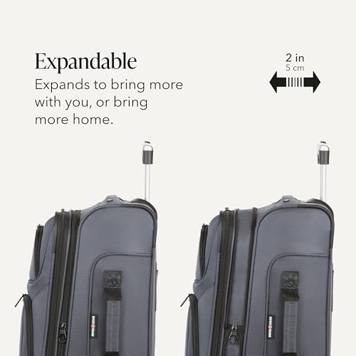 Image of SwissGear Sion Softside Expandable, Dark Grey, 2-Piece Set (Carry-On /Medium), Sion Softside Expandable Spinner Luggage Durable Lightweight Travel Suitcase