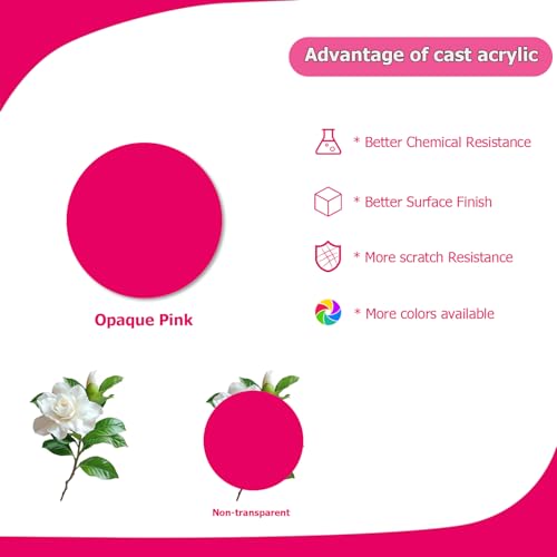 Image of 2 Pack Round Acrylic Sheet, 2.7~3mm Thick Acrylic Plastic Sheets Plexiglass Boards for Laser Cutting and DIY Craft Projects (Opaque Pink, 6 Inch Diameter)