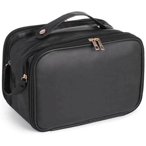 DORMIYA Black Travel Makeup Bag for Women - Large Capacity...