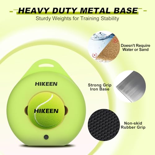 BOOSTEADY Tennis Trainer Set mit Metallbasis - Professionelles Trainingsgerät mit 3 Bällen & 4m Seil für Einzeltraining (Erwachsene/Anfänger) - Garten, Park, Plat - Grün