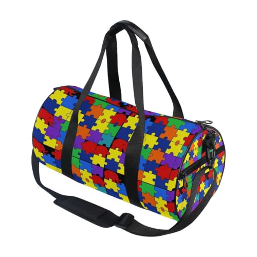 Bolsa de deporte redonda para gimnasio y bolsa de lona para viajes con bolsillo interior negro