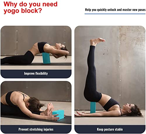 Image of Hanzu Gym Yoga Brick Blocks 9''x6''x3'', Pack of 2 High Density Yog Brick Foam Blocks to Improve Strength, Flexibility and Balance, Light Weight and Non-Slip Surface for Yog, Pilates and Meditation