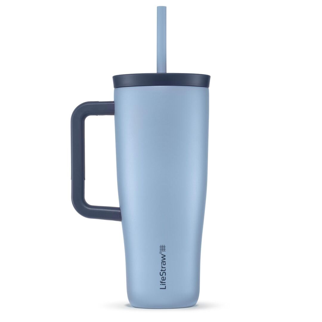 LifeStraw Go Series - Vaso de filtro de agua de acero inoxidable con aislamiento de doble pared de 24 onzas, diseñado para el uso diario, elimina bacterias, parásitos, microplásticos y mejora el sabor