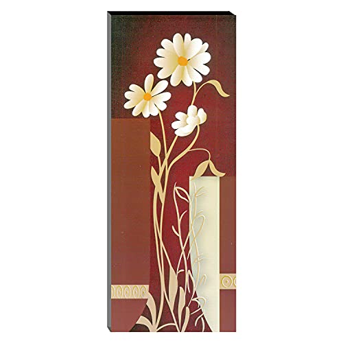 Image of Indianara Set of 3 Beautiful White Flower Art MDF Art Painting (0907FL) without glass 4.5 X 12, 9 X 12, 4.5 X 12 INCH