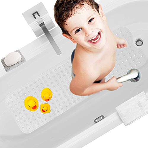 HBselect Tappetino Vasca Antiscivolo 100x40cm Antiscivolo Vasca per Bambino e Anziano 200 x Ventose in Fondo Tappeto Antiscivolo Sicurezza Bambini Tappetino Bagno Drenaggio per Doccia Vasca da Bagno