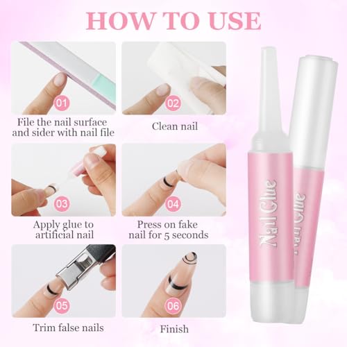 10pcs Nagelkleber Extra Stark (2g) für Kunstnägel Tips, Press On Nails, Eingerissene Nägel, Falsche Nägel, Naturnägel und Strasssteine