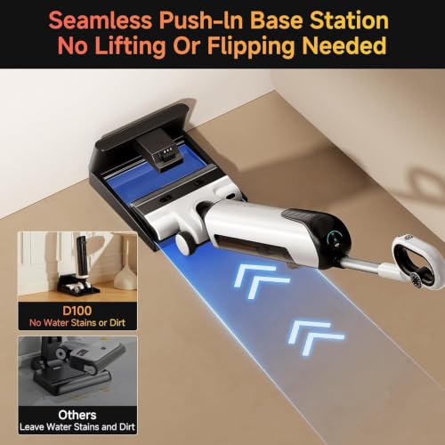Image of uwant Wet Dry Vacuum Cleaner 180Lay-Flat Push-in Vacuum Mop All in One with 18000Pa Suction Auto Self-Cleaning Anti Odor Stick Dual-Edge Vacuum Cleaner Set of 1 for Hard Floor /Carpet D100