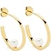 Produktbild JEWELS BY LEONARDO Ohrstecker Lucinda, 1 Paar Steck-Creolen aus goldfarbenem Edelstahl, weiße Imitationsperle, Schmuck Damen Geschenk, 024332
