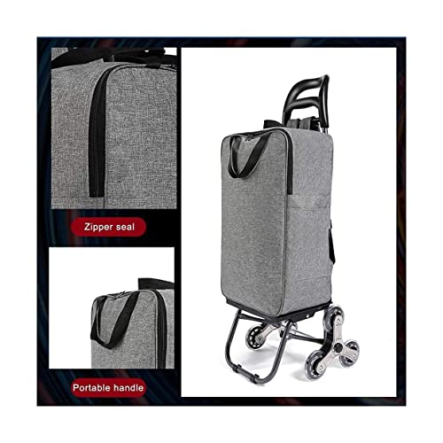 QUANLI Faltbarer Einkaufstrolley, tragbarer, faltbarer Einkaufswagen mit Gummirad und wasserdichter Tasche, robuster… – Bild 4