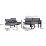 Aluminium Lounge-Set Grau 4-teilig