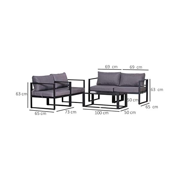 Aluminium Lounge-Set Grau 4-teilig