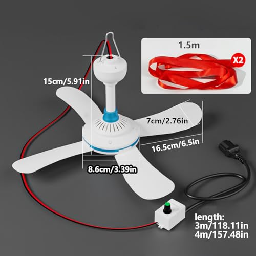 Ventilateur de plafond pour dortoir et lit de camping contre la chaleur sous la tente - 5