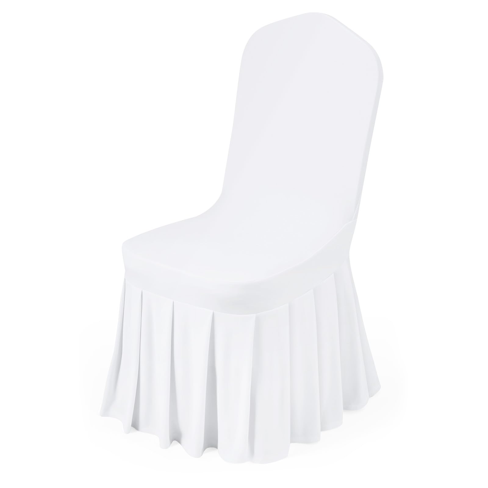 VEVOR Pokrowce na krzesła z płaskim przodem, 30 szt., nadają się do prania, z poliestru i spandexu, na wesela, bankiety, pasują do krzeseł (51 x 45 x 95 cm), białe
