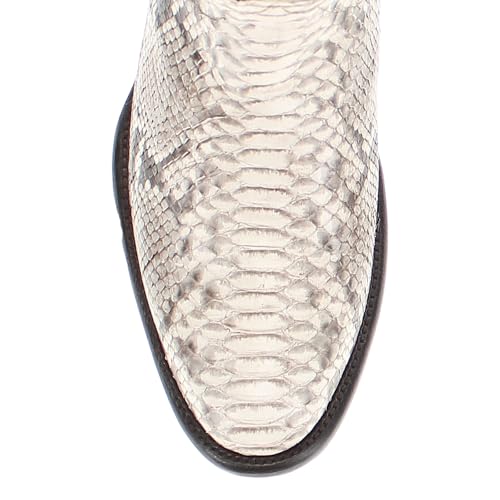 Vaccari Men's Crockett Genuine Natural Python Round Toe Western Cowboy Boots 6