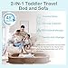 Toddler Travel Bed,Foldable&Portable Baby Cot for Kids with Removable Pillow,200GSM Dutch Fleece &28D High-Density Sponge,Bear-Shaped 2-in-1Design for Naps,Lounger,and Little Sofa at Home or Travel