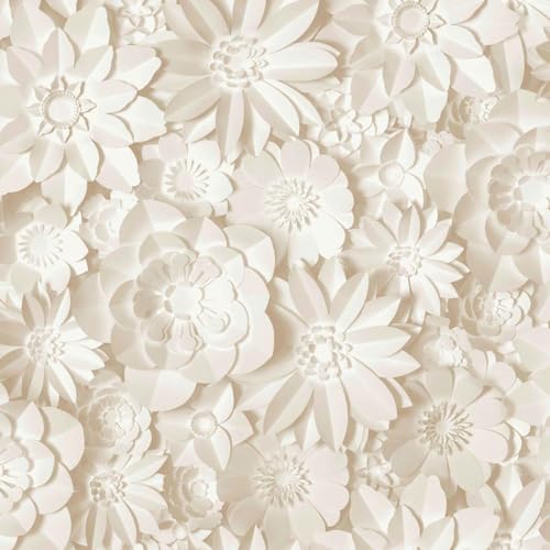 Floral Natural Wallpaper - Flowers Botanical Naturistic Warm 3D Effect - Stylish Trendy Feature Wall