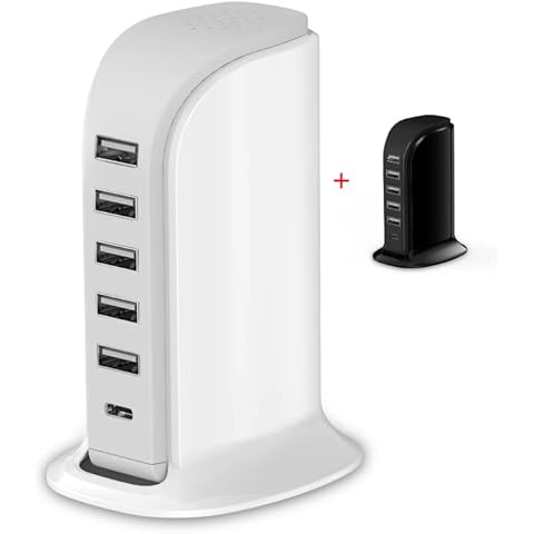 Charging Station for Multiple Devices Upoy White+Black Cover