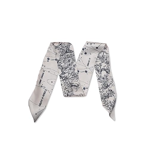Skinny Silk Scarf Women Girls Narrow Long Neckerchief Flower Tree Print Letter Pattern Satin Slim Ribbon Scarf Tie