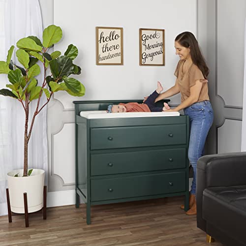 Dream On Me Mason Modern Changing Table with Free Changing Pad in Olive, Three Spacious Drawers, Made of New Zealand Pinewood, Includes 1" Mattress Pad and Anti-Tipping Kit - Image 3