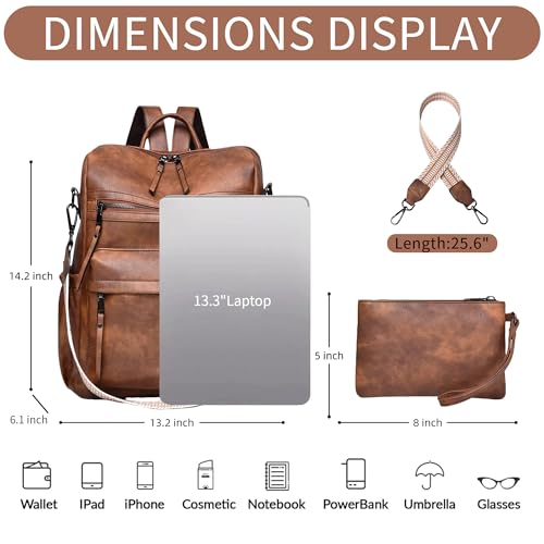 Image of Dora & Liz Womens Backpack Purse Leather Backpack Purse for Women Travel Fashion Backpack Designer Ladies Shoulder Bags
